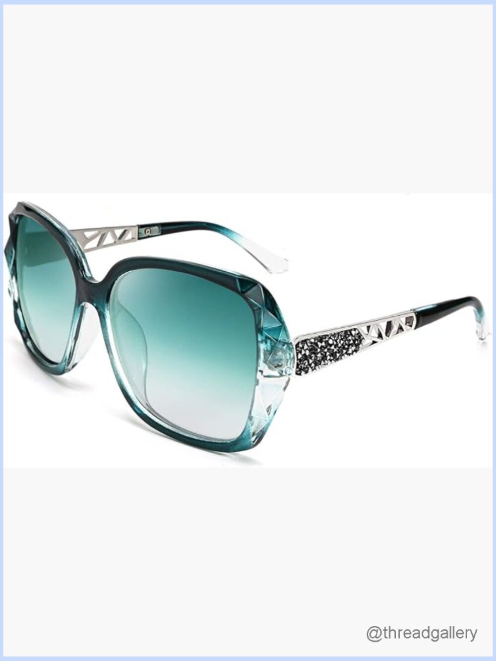 Polarized Square Sunglasses Wraparound UV400 Protection Sparkling Frame